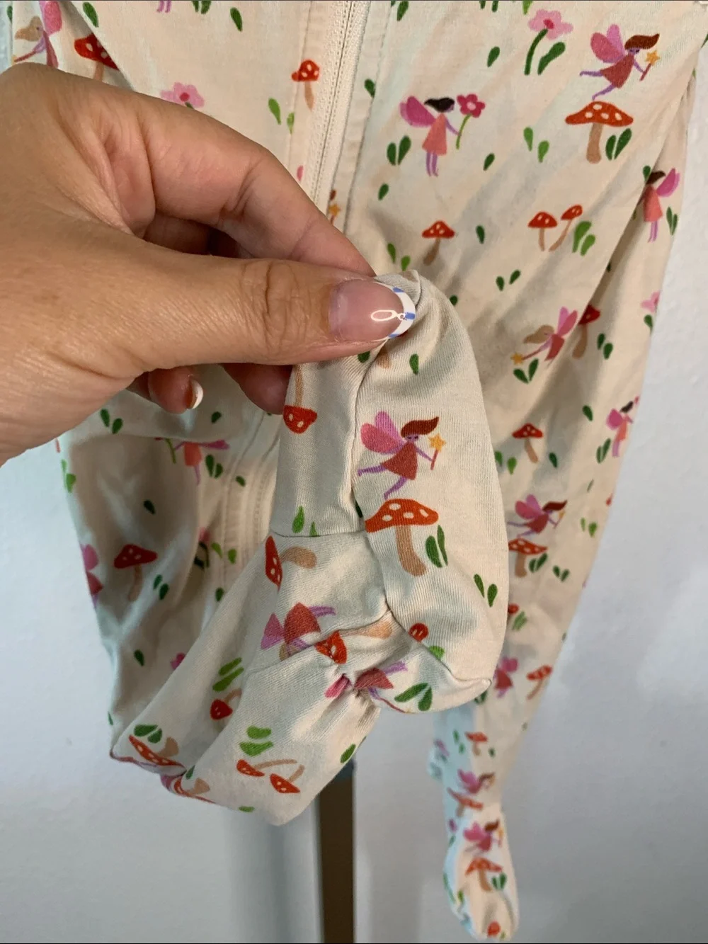 WildBird -Cream Floral & Mushroom Footed One-Piece-0-3M